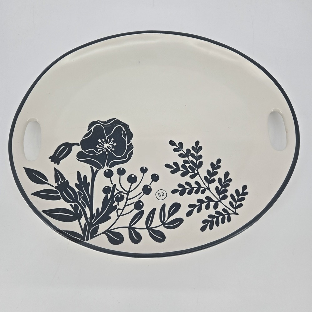 Rae Dunn Artisan Magenta Collection Oval Serving Platter Floral 15" Farmhouse 23
